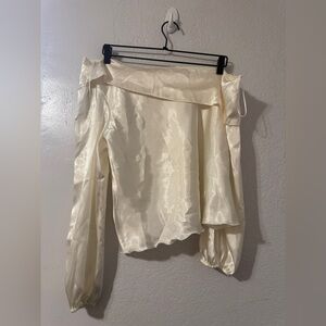 Express satin asymmetrical long sleeve blouse size extra-large